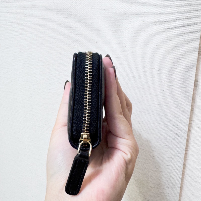 Chanel 19黑金羊皮拉鍊領錢卡包 晶片款 全新離櫃品-2