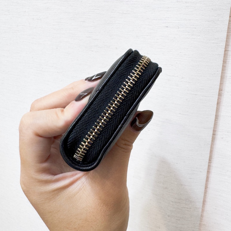 Chanel 19黑金羊皮拉鍊領錢卡包 晶片款 全新離櫃品-4