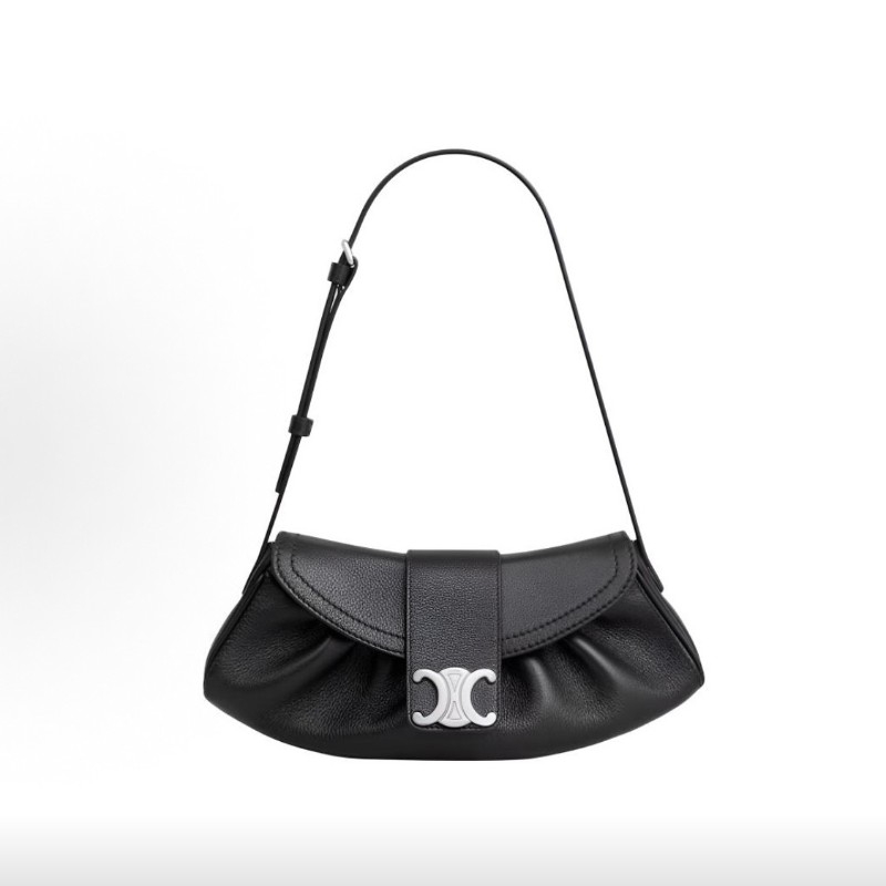 Celine Teen POLLY 黑色牛皮雲朵包 肩背包-0