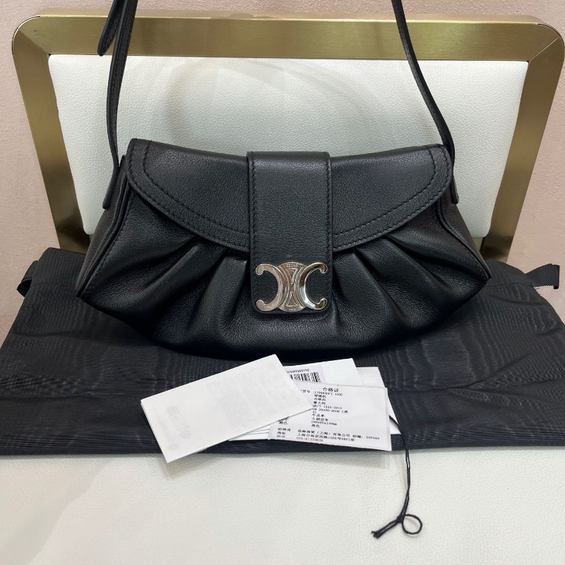 Celine Teen POLLY 黑色牛皮雲朵包 肩背包-1