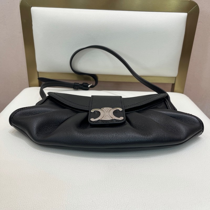 Celine Teen POLLY 黑色牛皮雲朵包 肩背包-5