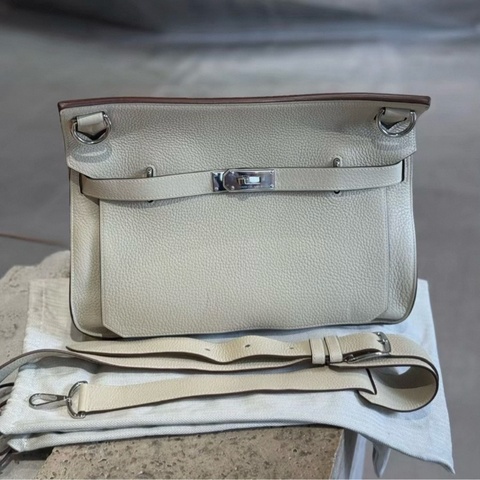 Hermes 愛馬仕 Jypsiere 吉普賽34 羊毛白 銀扣 TC皮 框M刻 配件 肩帶 塵袋 99新