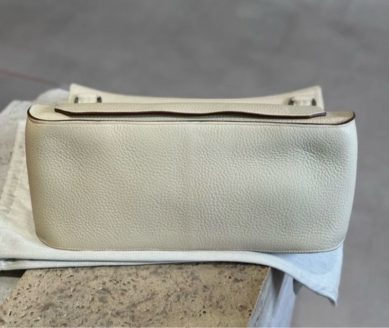 Hermes 愛馬仕 Jypsiere 吉普賽34 羊毛白 銀扣 TC皮 框M刻 配件 肩帶 塵袋 99新-3