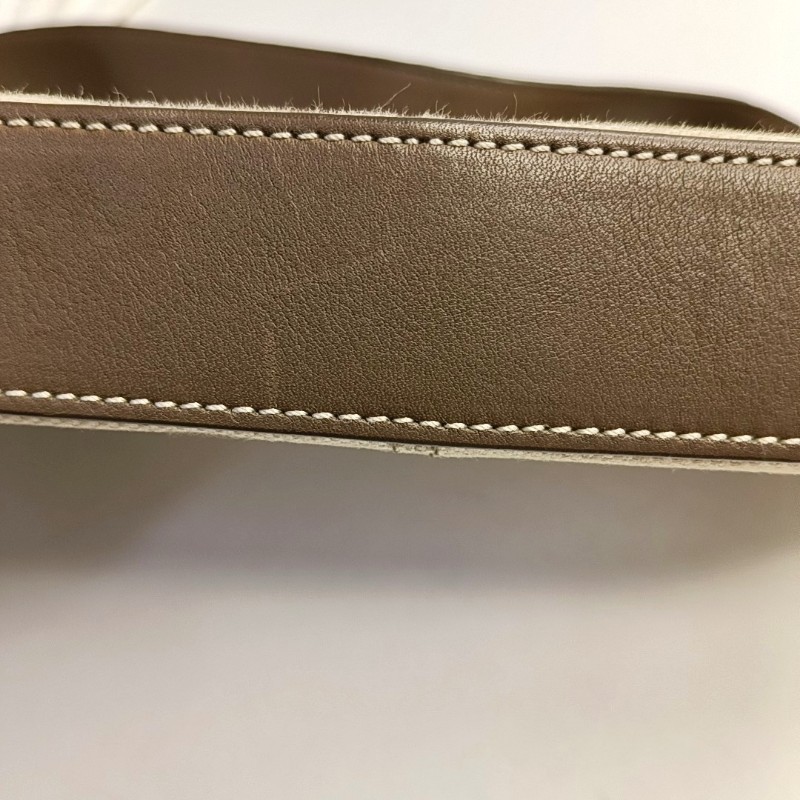 LOEWE 米色織物肩背包 銀色五金 可拆卸肩帶-14