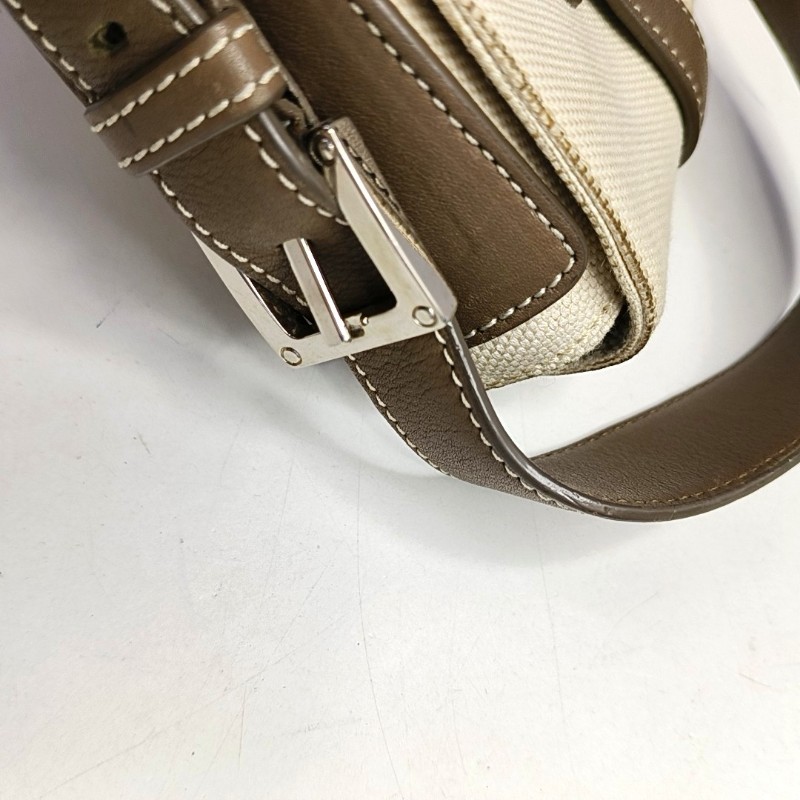 LOEWE 米色織物肩背包 銀色五金 可拆卸肩帶-18