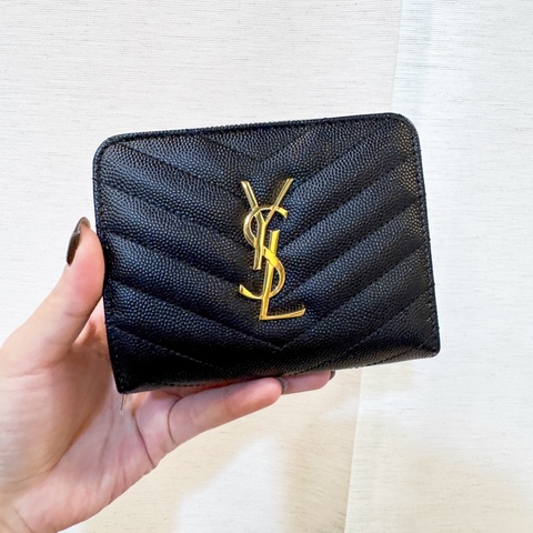 YSL Cassandre 黑金魚子醬短夾 25年10月購入全新未使用