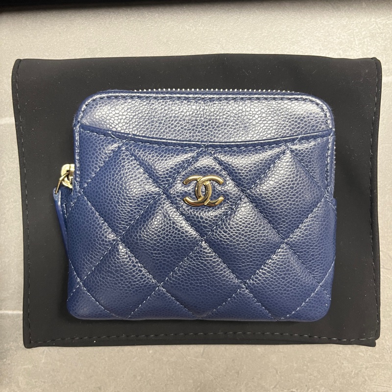 極新💙Chanel 深藍吐司零錢卡包/晶片款-0