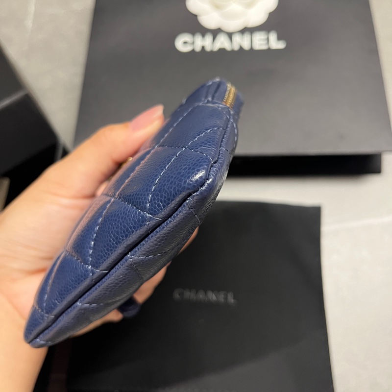 極新💙Chanel 深藍吐司零錢卡包/晶片款-3