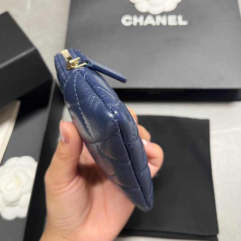 極新💙Chanel 深藍吐司零錢卡包/晶片款-4