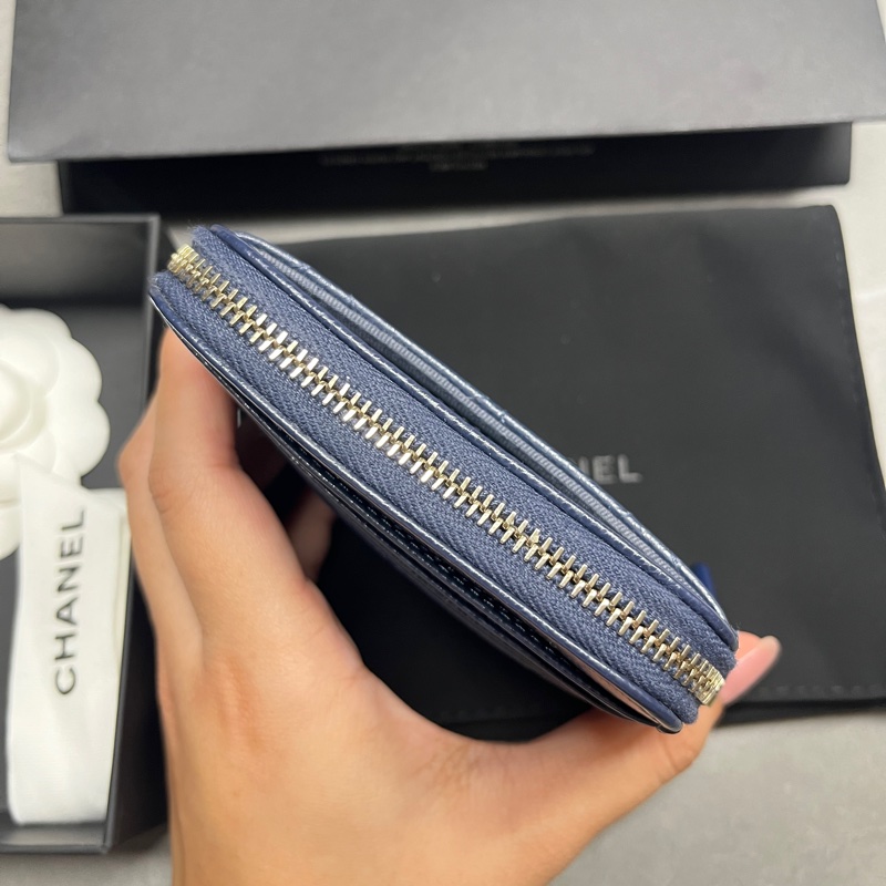 極新💙Chanel 深藍吐司零錢卡包/晶片款-5