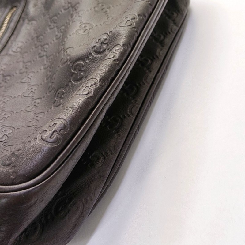 GUCCl GG lmprime 棕色牛皮老花斜背包肩背包 金色五金-10