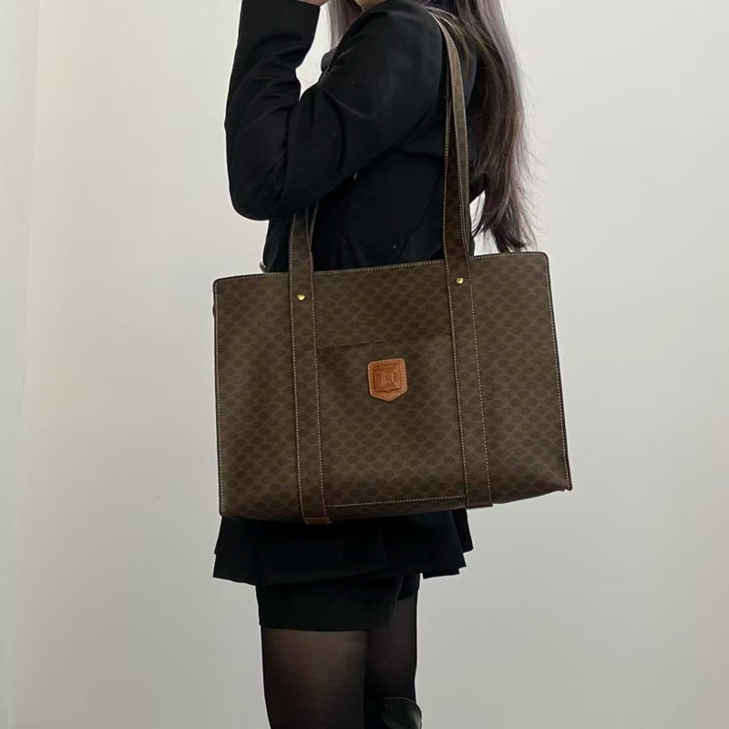 「JL精品代購」Celine棕色老花大號通勤托特包-2