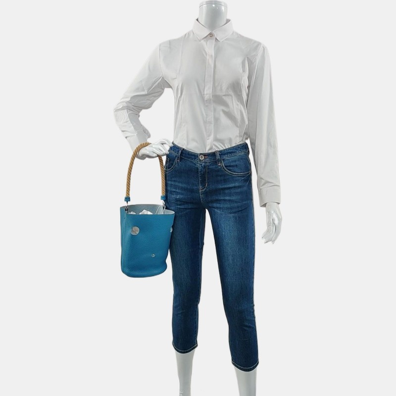 HERMÈS Mongeoire 坦尚尼亞藍 Clemence牛皮肩背包手提包 銀色五金-1