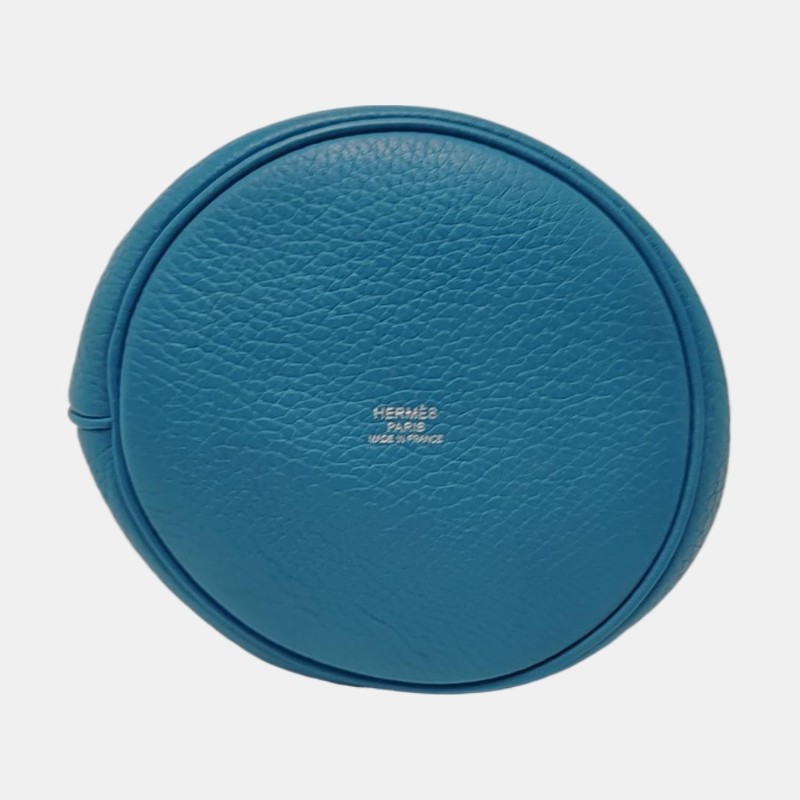 HERMÈS Mongeoire 坦尚尼亞藍 Clemence牛皮肩背包手提包 銀色五金-5