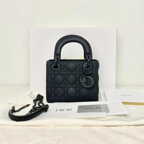 Christine Dior Lady Dior 磨沙黑色3格