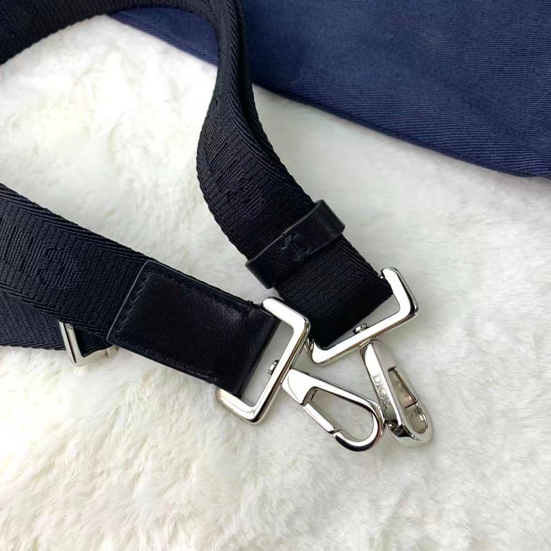 Christine Dior Double Zip Oblique Crossbody Pouch黑色牛皮DIOR LOGO印花斜褙袋-2