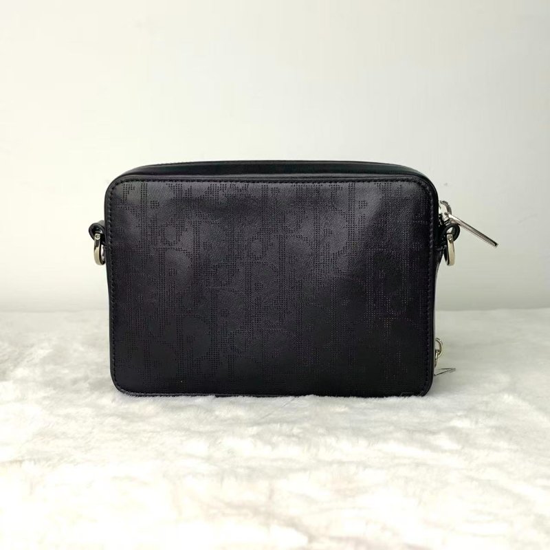 Christine Dior Double Zip Oblique Crossbody Pouch黑色牛皮DIOR LOGO印花斜褙袋-4