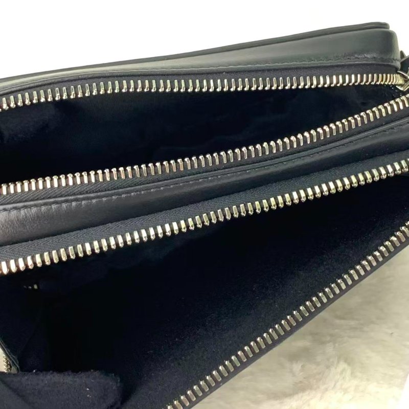 Christine Dior Double Zip Oblique Crossbody Pouch黑色牛皮DIOR LOGO印花斜褙袋-8