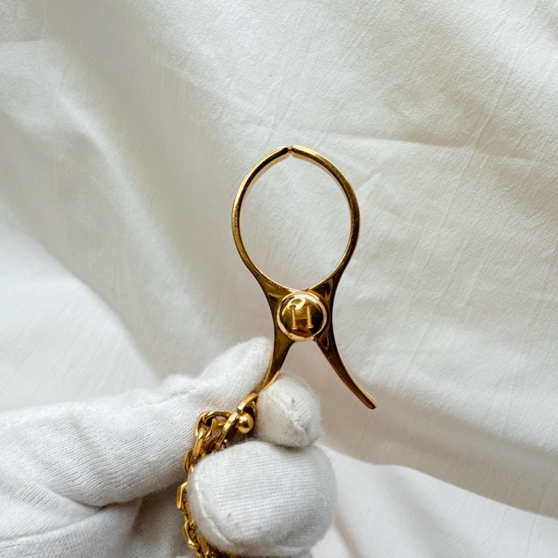 二手Hermes愛馬仕金色手套夾 愛馬仕夾子 愛馬仕配件 愛馬仕吊飾-3