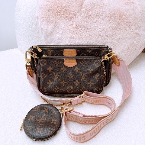 Lv multi pochette 麻將包/五合一粉肩帶