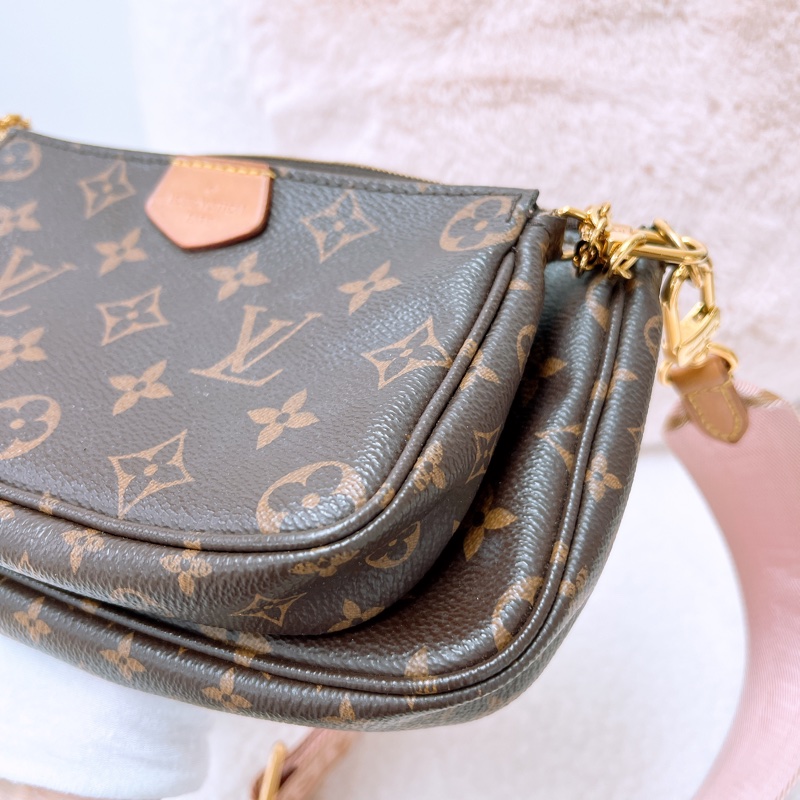 Lv multi pochette 麻將包/五合一粉肩帶-2