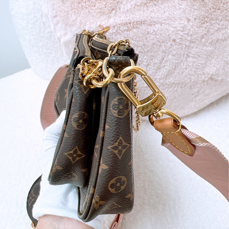 Lv multi pochette 麻將包/五合一粉肩帶-5