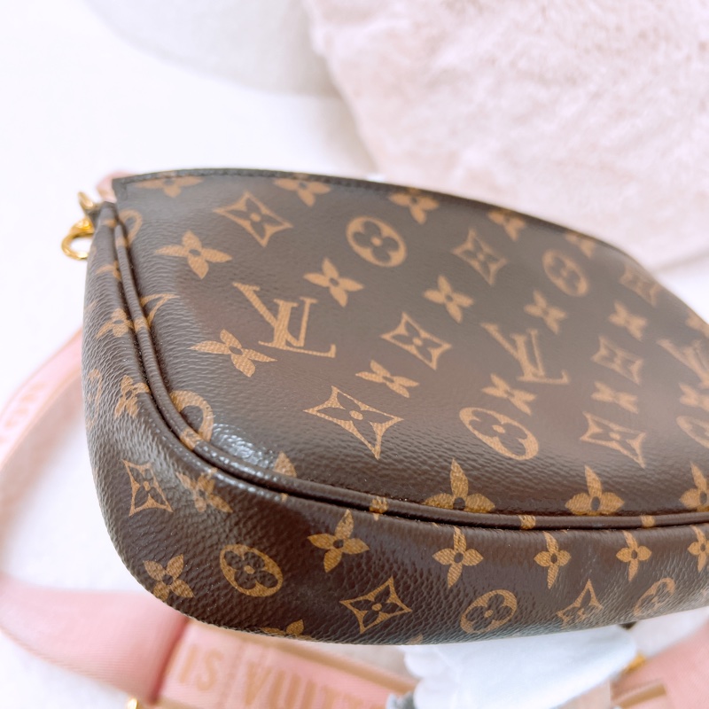 Lv multi pochette 麻將包/五合一粉肩帶-9
