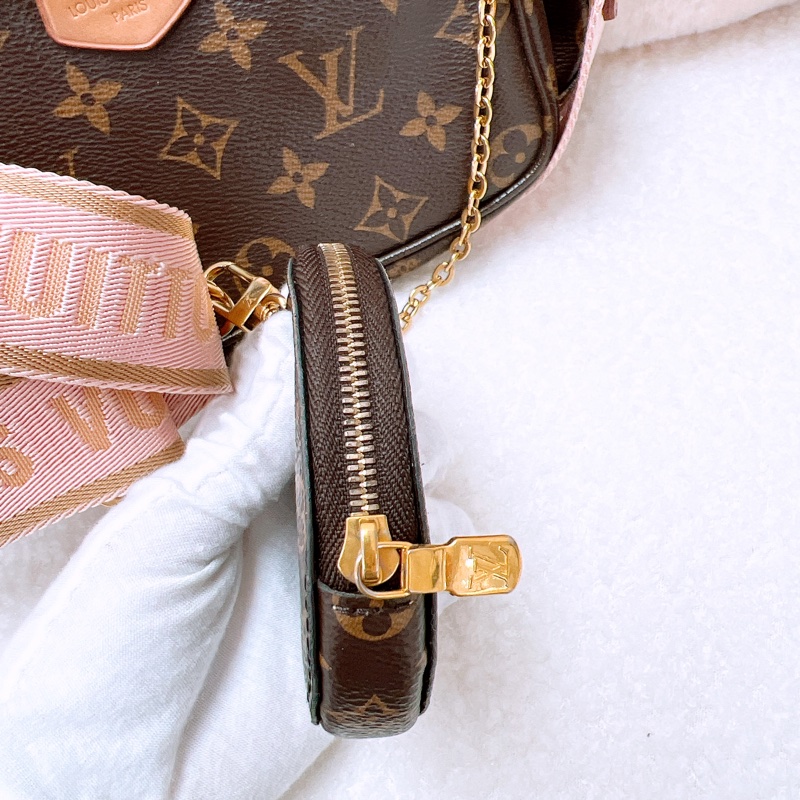 Lv multi pochette 麻將包/五合一粉肩帶-13