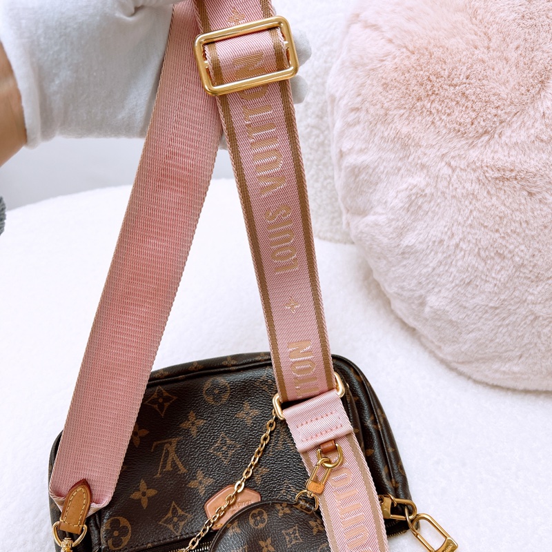 Lv multi pochette 麻將包/五合一粉肩帶-16