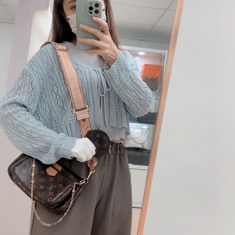 Lv multi pochette 麻將包/五合一粉肩帶-18