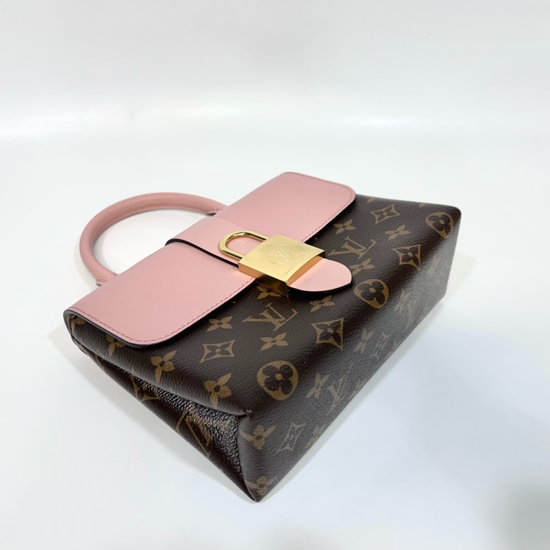 LV原花拚櫻花粉牛皮Locky BB手提側背包M44080-3