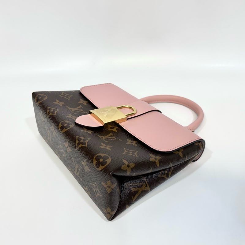 LV原花拚櫻花粉牛皮Locky BB手提側背包M44080-4