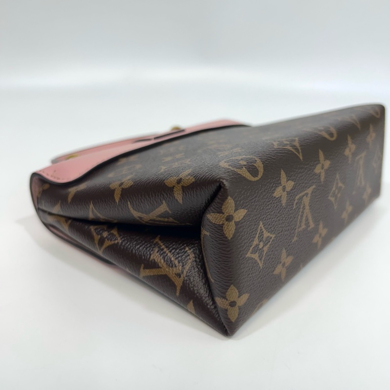 近新路易威登鎖頭包LV原花拚櫻花粉牛皮Locky BB手提側背包M44080-14