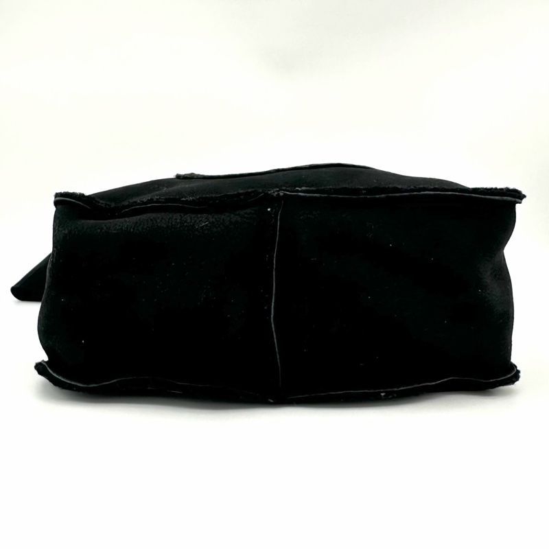 「JL精品代購」香奈兒黑色外縫logo羊羔毛單肩拉鏈小方包-4