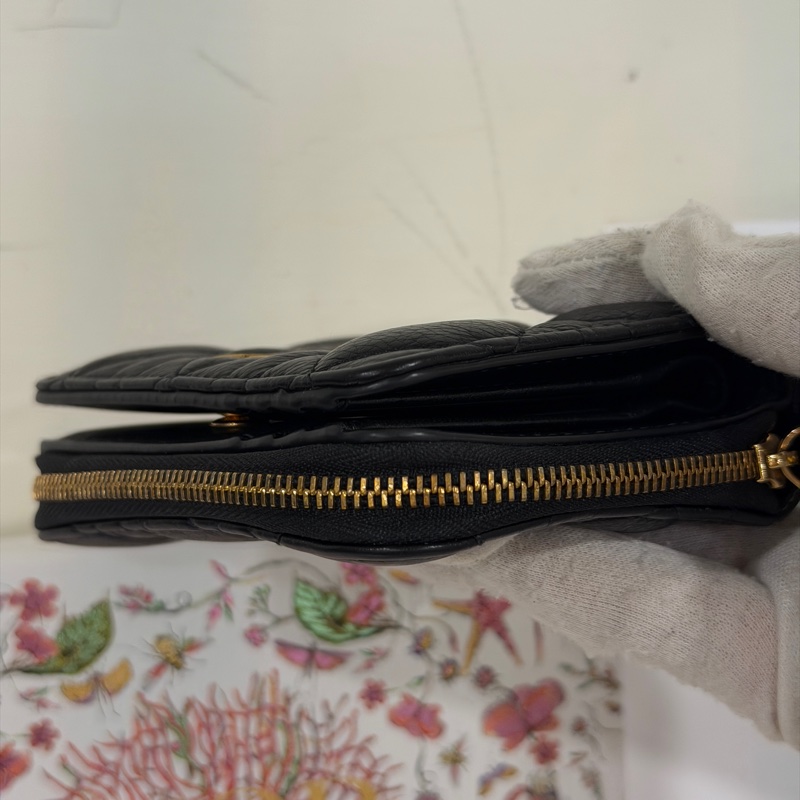 #大全配🈶台北101購證 Dior Caro黑金拉鍊短夾 芯片款 超級甜🔥-7