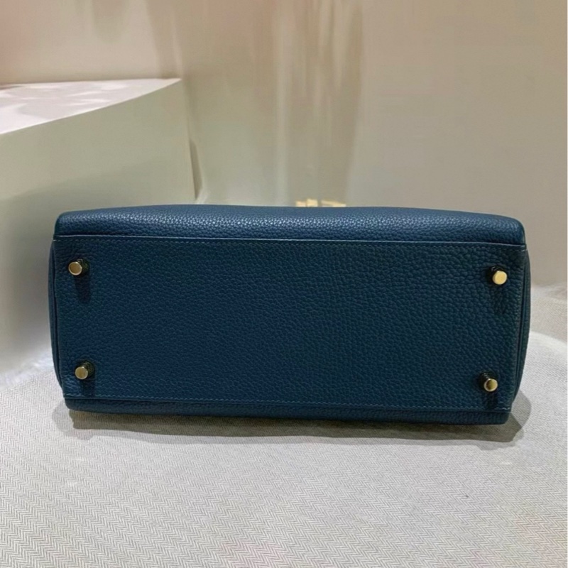愛馬仕Hermes Kelly28 1p鴨子藍 金扣 togo X刻-5