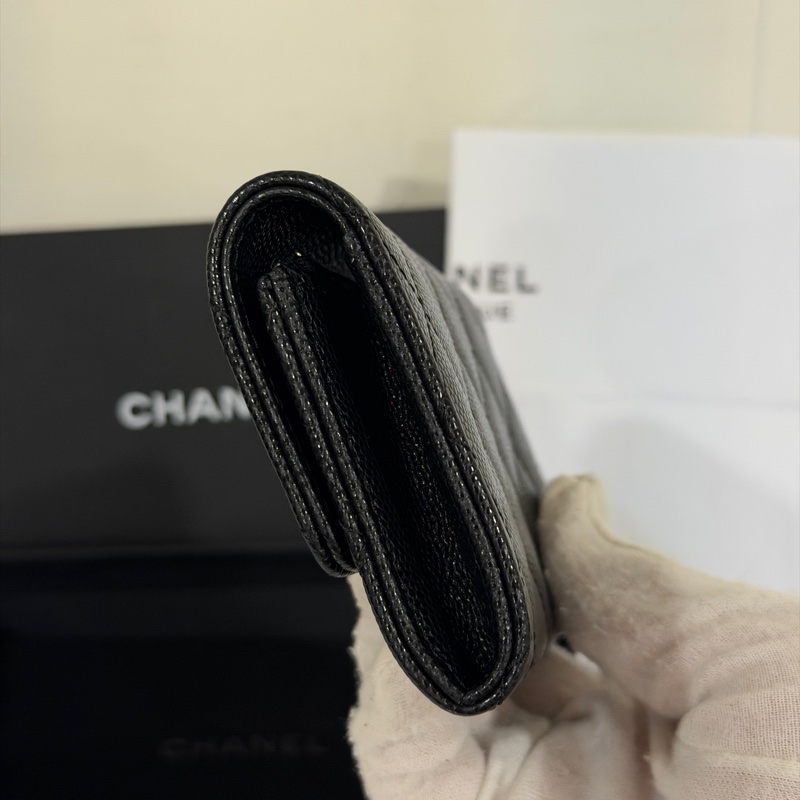 🈶購證 #全新全配 香奈兒黑金荔枝皮短夾🈶零錢袋-2