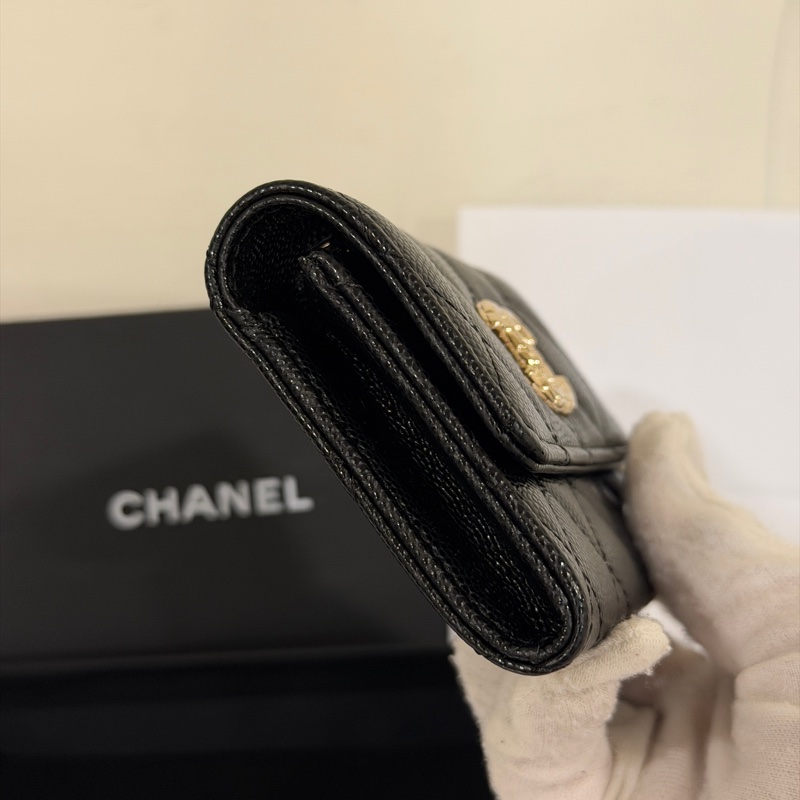 🈶購證 #全新全配 香奈兒黑金荔枝皮短夾🈶零錢袋-3