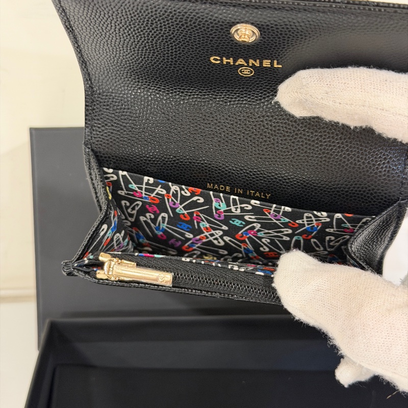 🈶購證 #全新全配 香奈兒黑金荔枝皮短夾🈶零錢袋-5