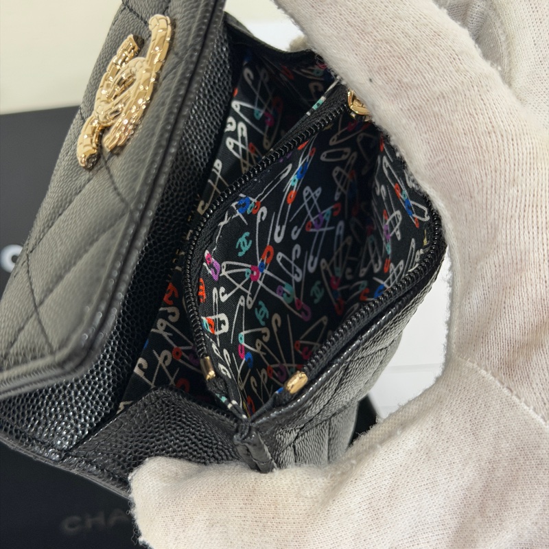 🈶購證 #全新全配 香奈兒黑金荔枝皮短夾🈶零錢袋-6