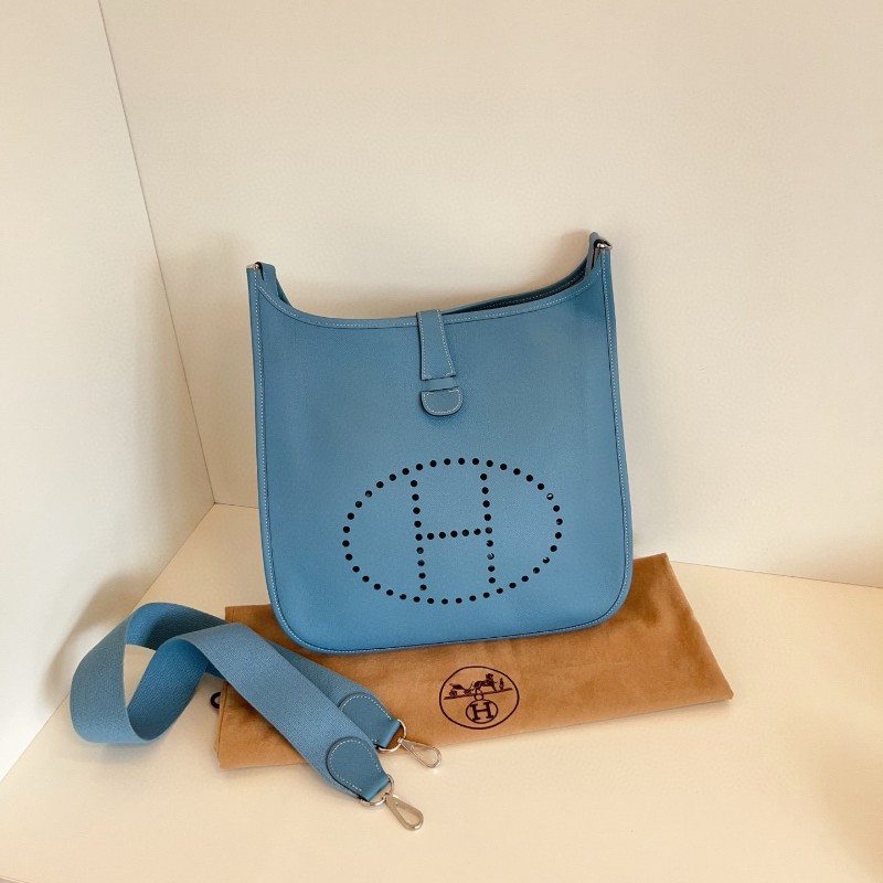 Hermes愛馬仕 Evelyne伊芙琳33 大號牛仔藍💙 走白線 肩背包斜背包-1