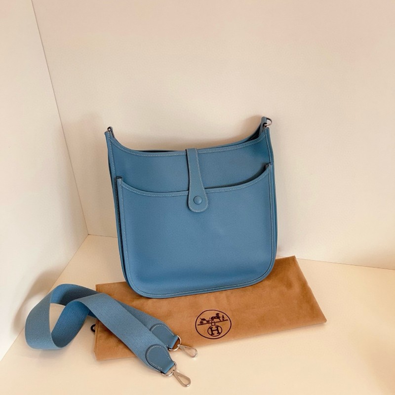Hermes愛馬仕 Evelyne伊芙琳33 大號牛仔藍💙 走白線 肩背包斜背包-2
