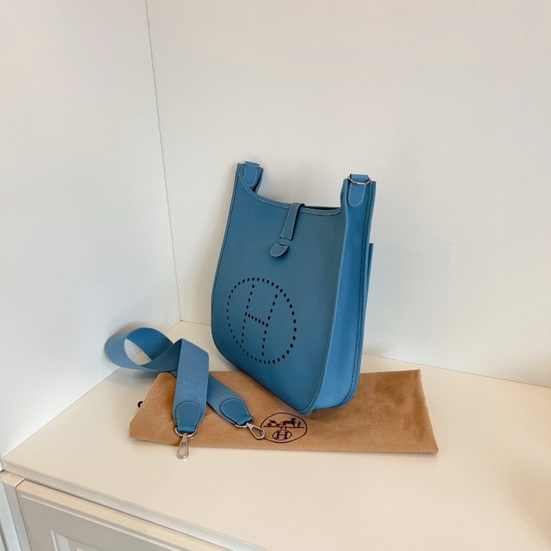 Hermes愛馬仕 Evelyne伊芙琳33 大號牛仔藍💙 走白線 肩背包斜背包-3