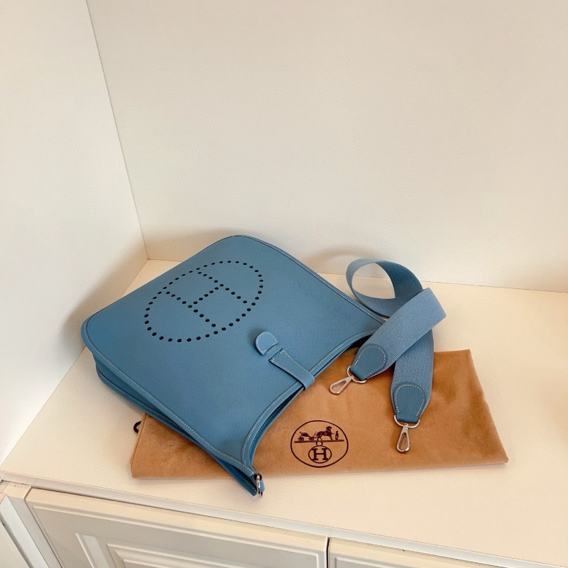 Hermes愛馬仕 Evelyne伊芙琳33 大號牛仔藍💙 走白線 肩背包斜背包-4