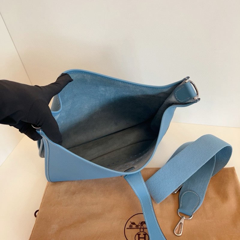 Hermes愛馬仕 Evelyne伊芙琳33 大號牛仔藍💙 走白線 肩背包斜背包-6