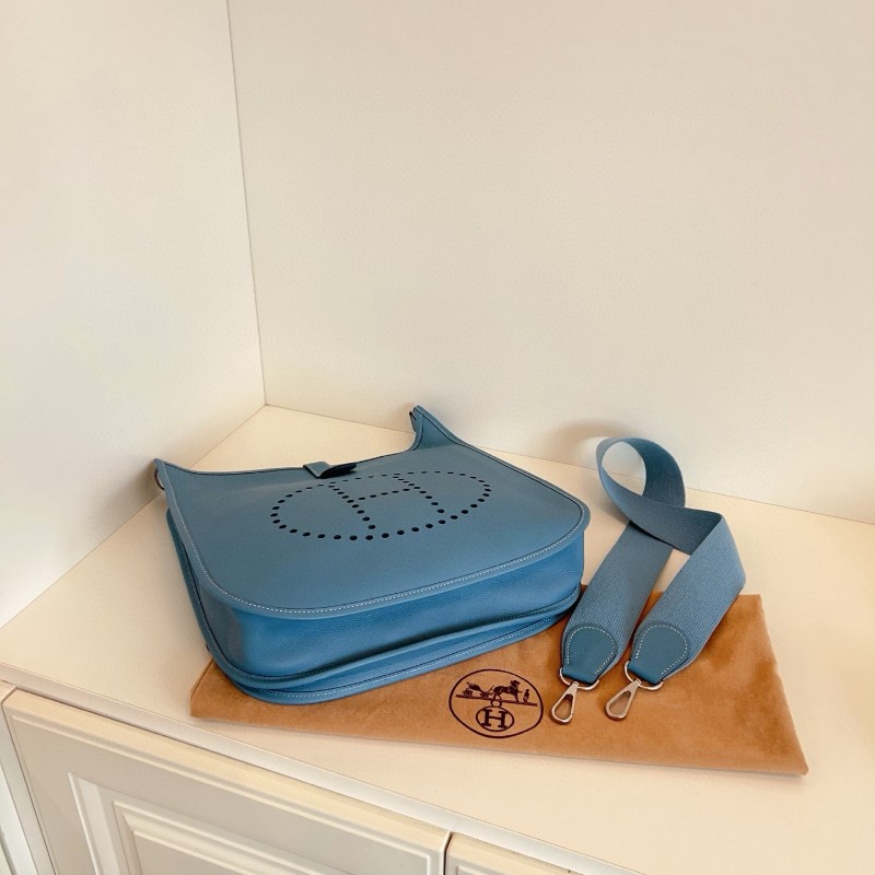 Hermes愛馬仕 Evelyne伊芙琳33 大號牛仔藍💙 走白線 肩背包斜背包-7