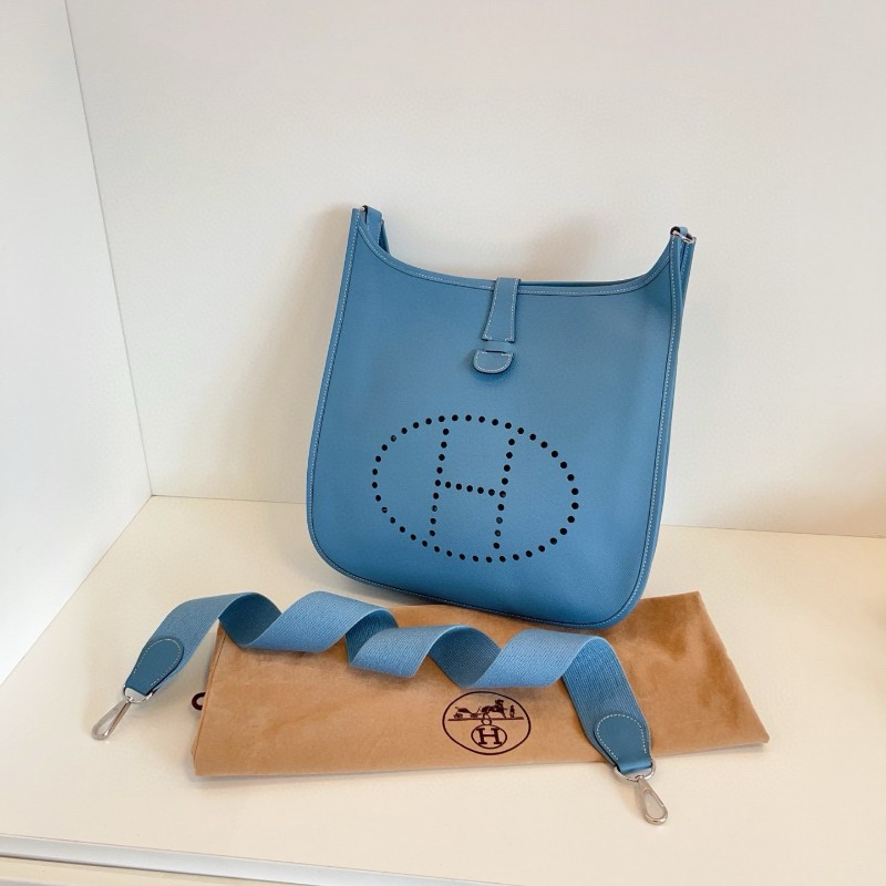 Hermes愛馬仕 Evelyne伊芙琳33 大號牛仔藍💙 走白線 肩背包斜背包-8