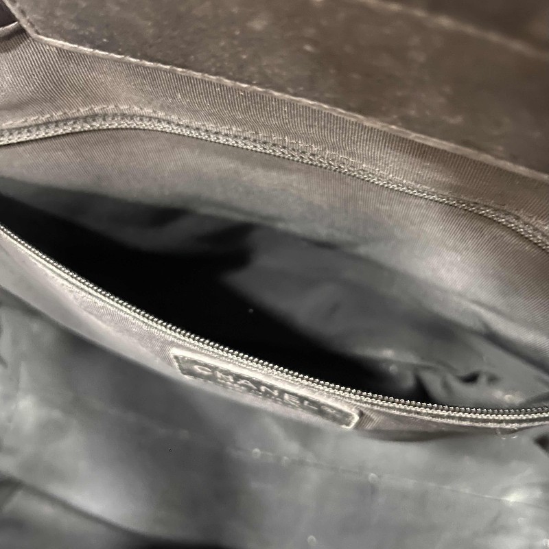 CHANEL Tote 中號菱格紋托特鏈條包 黑銀牛皮 肩背包手提包-19