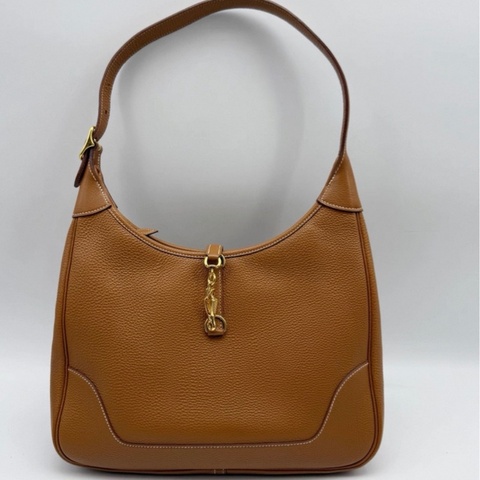 愛馬仕Hermes 金棕Trim31單肩包 hobo腋下包97-98 原始成色  尺寸31*21cm F刻 無附件