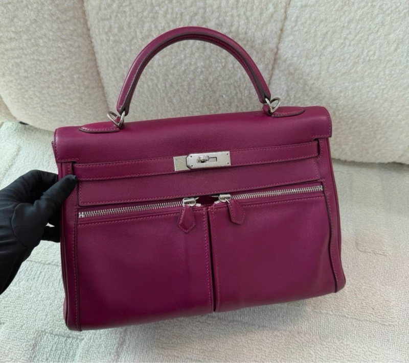 愛馬仕Kelly Lakis 32 托斯卡紫 O 鎖具肩帶齊全-0